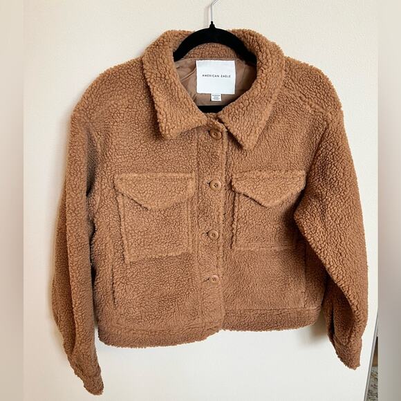 American Eagle Cropped Sherpa Jacket - Picture 4 of 7